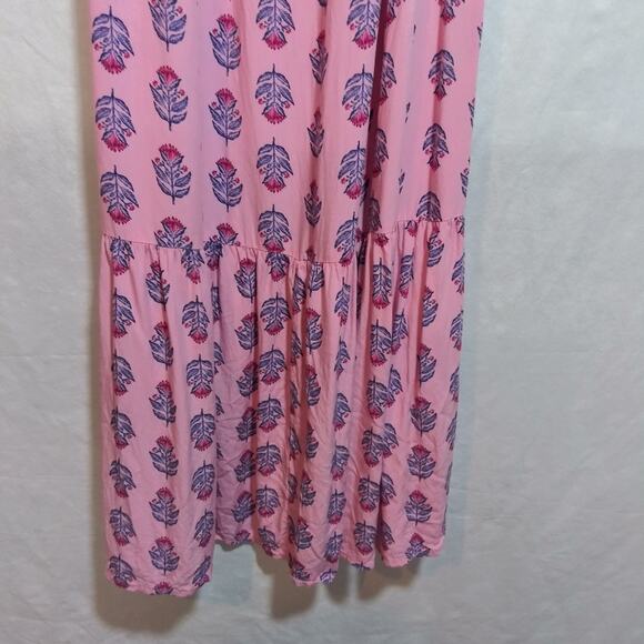 Old Navy Sleeveless Tie-Back Cutout Maxi Swing Pink Posie Dress Boho Size S - Picture 4 of 11